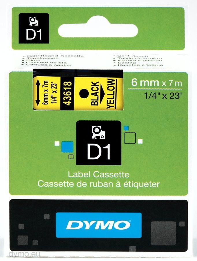 Картридж DYMO S0720790 6 мм х 7м, пластик, черный на желтой ленте LabelManager 420P/3500/150/100+/350 S0720790 S0720790