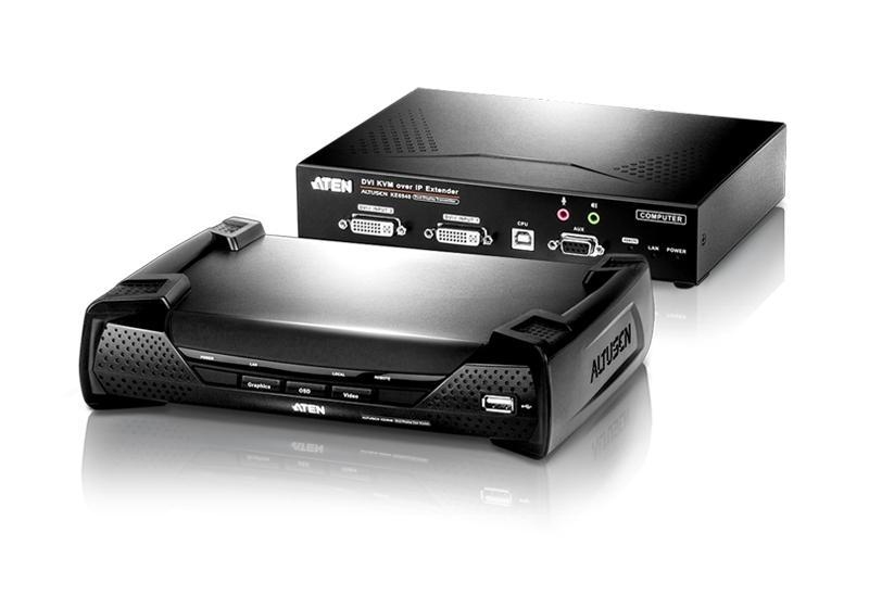 Удлинитель ATEN KVM USB 2xDVI+AUDIO+RS232, 100 м через switch, 1xUTP Cat5e 2 спец.шнура, 2xБ.П.220> 5V KE6940-AX-G KE6940-AX-G
