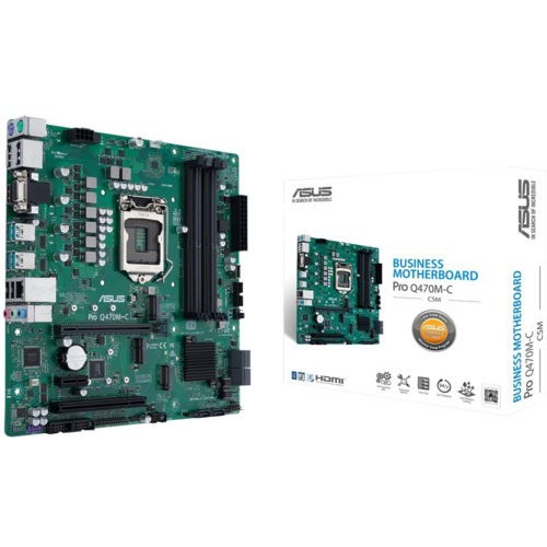 Материнская плата ASUS PRO Q470M-C/CSM, LGA1200, Q470, 4*DDR4, D-Sub,DP*2,HDMI, SATA6, Audio, USB 3.2*7, LPT*1 , COM*2 , mATX PRO Q470M-C/CSM PRO Q470M-C/CSM