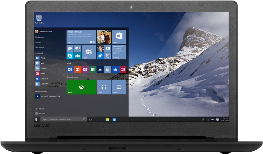 Ноутбук Lenovo IdeaPad 110-15ACL black 15.6" HD E1-7010/4Gb/500Gb/DVDRW/DOS (80TJ002VRK) 80TJ002VRK
