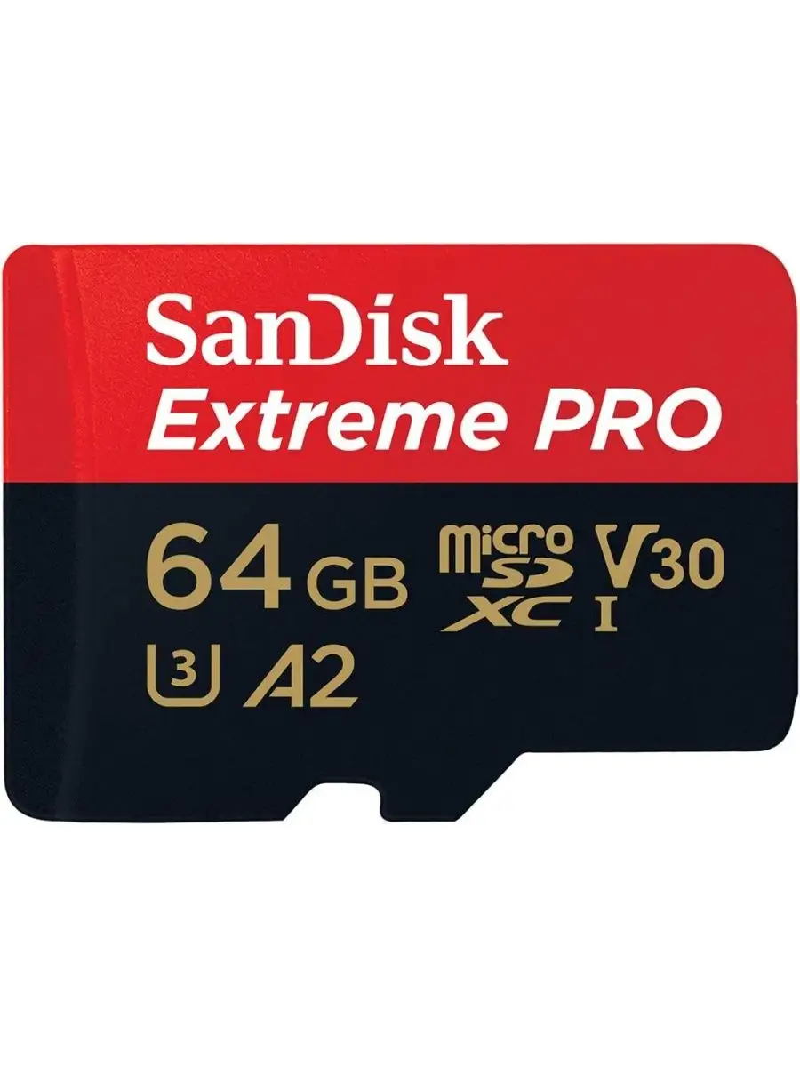 Карта памяти SanDisk SDSQXCU-064G-GN6MA 64GB,microSDXC,Class 10,UHS-I,A2,C10,V30,U3,Extreme Pro,200MB/s SDSQXCU-064G-GN6MA SDSQXCU-064G-GN6MA #1