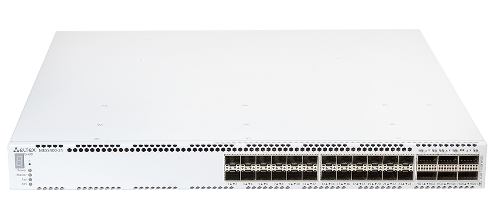 Коммутатор Eltex  1x10/100/1000BASE-T (OOB), 24x1000BASE-X (SFP)/10GBASE-R (SFP+), 6x40GBASE-R (QSFP+) / 100GBASE-R (QSFP28), 1xUSB 2.0, коммутатор L3 MES5400-24 #4