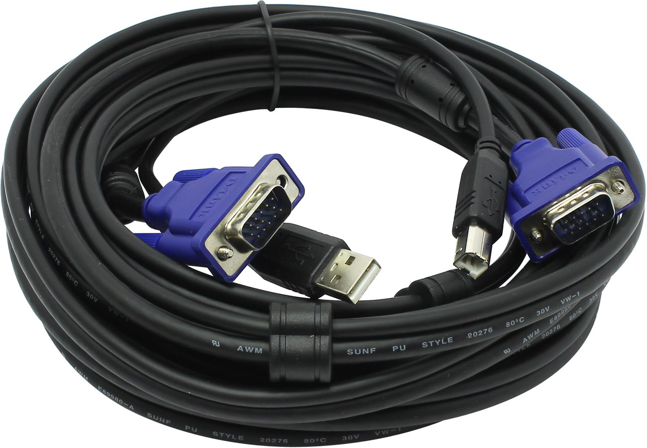 Кабель D-Link KVM Cable with VGA and USB connectors for DKVM-4U, 1.8m DKVM-CU/B1A DKVM-CU/B1A