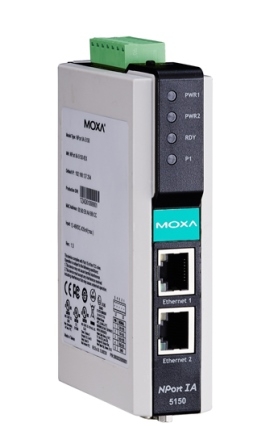 Конвертер MOXA Ethernet сервер последовательных интерфейсов, 1xRS-232/422/485, с каскадированием (2xEthernet, 1 IP-адрес) NPort IA-5150 NPort IA-5150