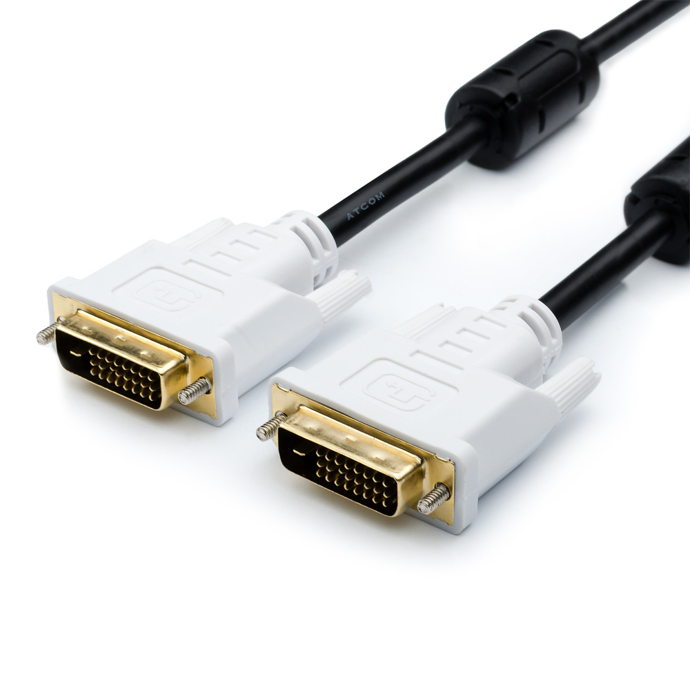 Кабель Atcom DVI 5 m (DVI-D Dual link, 24 pin, 2 феррита, пакет) AT9149 AT9149