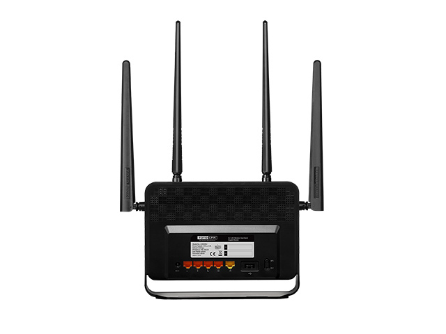 Маршрутизатор TOTOLINK Двухдиапазонный беспроводной гигабитный AC1200, поддерживает стандарты IEEE 802.11ac/a/b/g/n. AC1200, MU-MIMO, 5*GE Ports(1*WAN+4*LAN) , 1*USB2.0 port, 1* Reset/WPS button, 4*5dBi fixed antennas, PSU  12V/1.5A A3000RU A3000RU