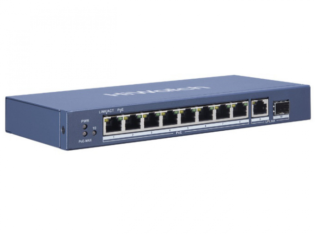 Коммутатор HiWatch неуправляемый 8 RJ45 1000M PoE портов  DS-S1008GP DS-S1008GP