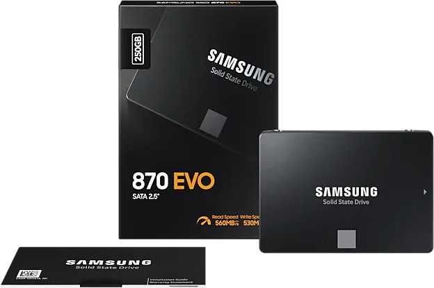 Твердотельный накопитель SSD 2.5" 250 Gb Samsung SATA III 870 EVO (R560/W530MB/s) (MZ-77E250BW analog MZ-76E250BW)  MZ-77E250BW