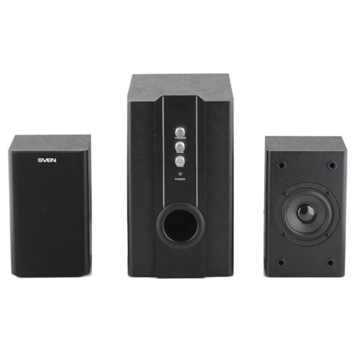 Колонки Sven SPS-820 2x10W, 1x18W, дерево, black / black leather SV-0130820BK SV-0130820BK