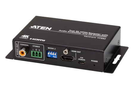 Конвертер ATEN HDMI+AUDIO=>HDMI+AUDIO, HDMI+3-контактн, клемма+RCA(Coaxial)>HDMI+3-контактн, клемма+RCA(Coaxial), ~, DC 5,3V, (макс,разр,HDMI 4096x2160 60Hz 4:4:4) VC882-AT-G VC882-AT-G