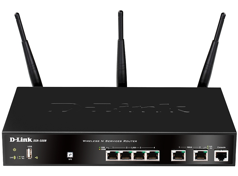 Межсетевой экран D-Link DSR-500N, 2x10/100/1000Base-TX Wan, 4x10/100/1000Base-TX LAN DSR-500N