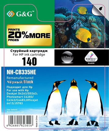 Картридж G&G струйный черный 140XL для HP Deskjet D4263/D5363; PS C4283/C4343/ C4483; NH-CB335HE NH-CB335HE