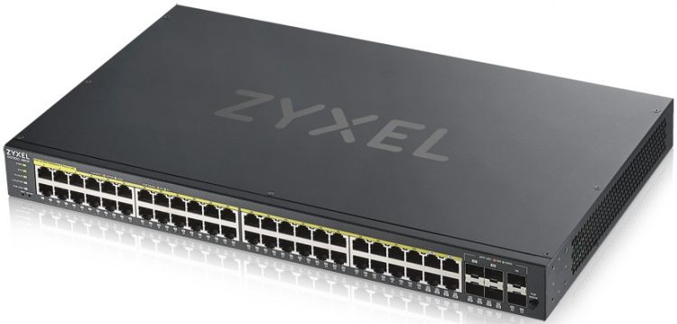 Коммутатор Zyxel GS1920-48HPv2 Hybrid Smart switch PoE+ Nebula Flex, 44xGE PoE+, 4xCombo (SFP/RJ-45 PoE+), 2xSFP, budget PoE 375W, Standalone / cloud manag GS192048HPV2-EU0101F GS192048HPV2-EU0101F