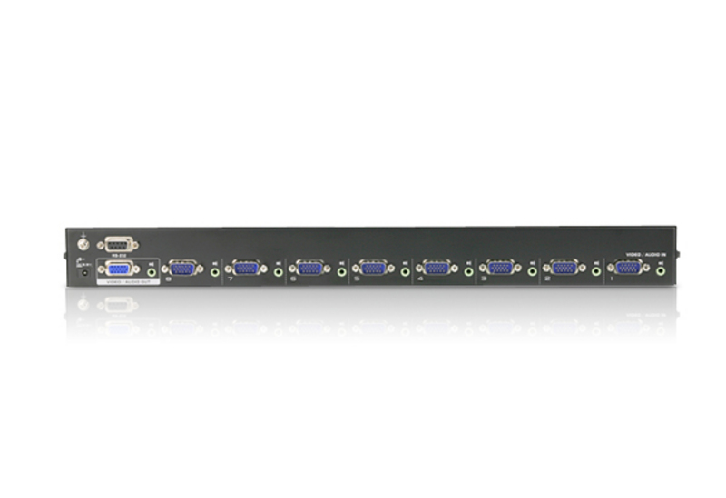 KVM переключатель ATEN VGA/SVGA+AUDIO, 8> 1 монитор, с VGA-Audio-шнуром 1x1.8м., (DDC2B;пульт ДУ) VS0801A-AT-G VS0801A-AT-G