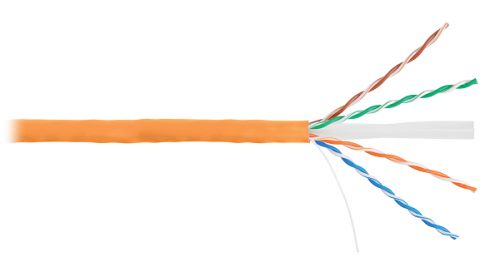 Витая пара NIKOLAN U/UTP 4 пары, Кат.6 (Класс E), тест по ISO/IEC, 250МГц, одножильный, BC (чистая медь), 24AWG (0,53мм), внутренний, LSZH нг(А)-HFLTx, оранжевый, 305м - гарантия: 1 год NKL 2140C-OR NKL 2140C-OR