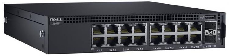 Коммутатор Dell EMC X1018 с веб-интерфейсом, 16 портов 1GbE и 2 порта 1GbE SFP, 3YPSNBD X1018-AEIK-01 X1018-AEIK-01