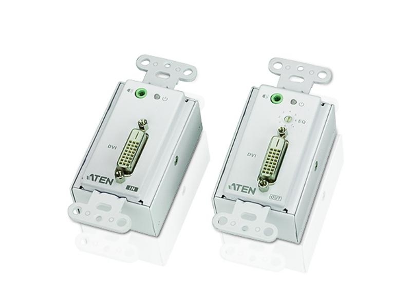 Удлинитель ATEN DVI+AUDIO, 60 м., 2xUTP Cat5e, DVI-D+2xRJ45+MINIJACK, F, без шнуров, 1xБ.П.220> 9V VE606-AT-G VE606-AT-G
