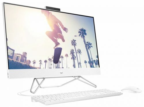 Моноблок HP 27-cb0035ur AiO 27"(1920x1080)/AMD Ryzen 5 5500U(2.1Ghz)/8192Mb/256PCISSDGb/noDVD/Int:AMD Intergrated Graphics /Cam/WiFi/war 1y/Starry White/FreeDOS + kbd/mouse 5D225EA 5D225EA