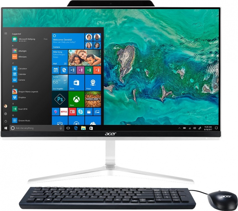 Моноблок Acer Aspire Z24-890 23.8" Full HD i5 8400T (1.7)/8Gb/1Tb 5.4k/SSD128Gb/MX150 2Gb/DVDRW/Windows 10 Home/GbitEth/WiFi/BT/135W/клавиатура/мышь/Cam/серебристый 1920x1080 DQ.BCBER.004 DQ.BCBER.004