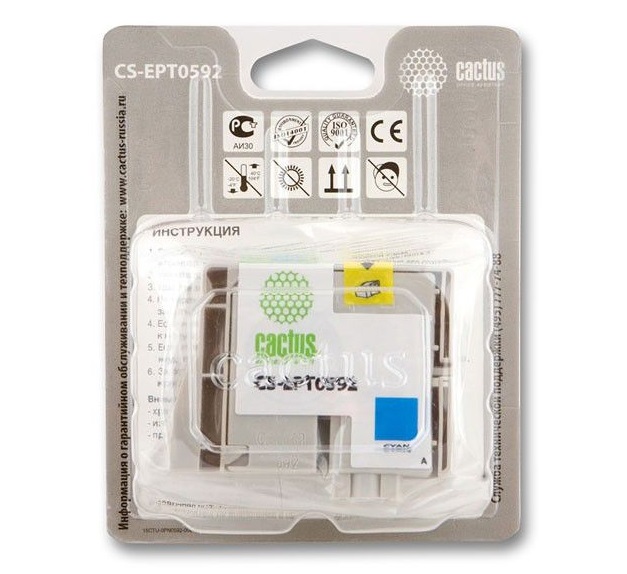 Картридж Cactus струйный CS-EPT0592 голубой для Epson Stylus Photo R2400 (14.8мл) CS-EPT0592 CS-EPT0592