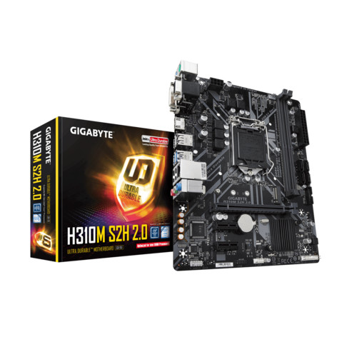 Материнская плата Gigabyte , Socket 1151, Intel®H310, 2xDDR4-2666, D-SUB+DVI-D+HDMI, 1xPCI-Ex16, 2xPCI-Ex1, 4xSATA3, 1xM.2, 8 Ch Audio, GLan, (4+2)xUSB2.0, (2+2)xUSB3.1, 2xPS/2, mATX, RTL, H310M S2H 2.0 H310M S2H 2.0