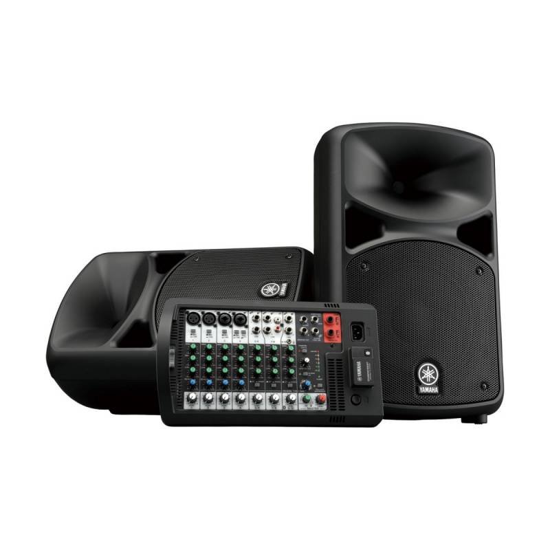 Система звукоусиления Yamaha STAGEPAS портативная, 680 Вт, 2 х 10";+1.4", 10-канальный микшер (4 моно/линейных входа + 6 моно/3 стерео линейных входа), Входы Hi-Z (с высоким сопротивлением), Bluetooth ZX58370 ZX58370