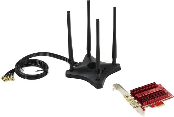 Адаптер Asus PCE-AC88 // WI-FI 802.11ac, 1000 + 2167 Mbps PCI-E Adapter, 4 антенны ; 90IG02H0-BM0000 PCE-AC88 PCE-AC88