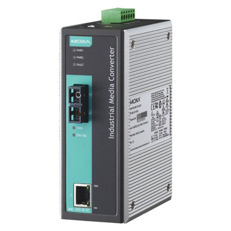 Конвертер MOXA Промышленный Ethernet 10/100BaseTX в 100BaseFX (многомодовое оптоволокно, разъем SC), релейный выход IMC-101-M-SC IMC-101-M-SC