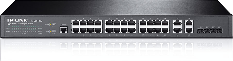 Коммутатор TP-Link L2 JetStream™ 24*10/100 + 4 10/100/100 Combo, VLAN TL-SL5428E V3 TL-SL5428E V3