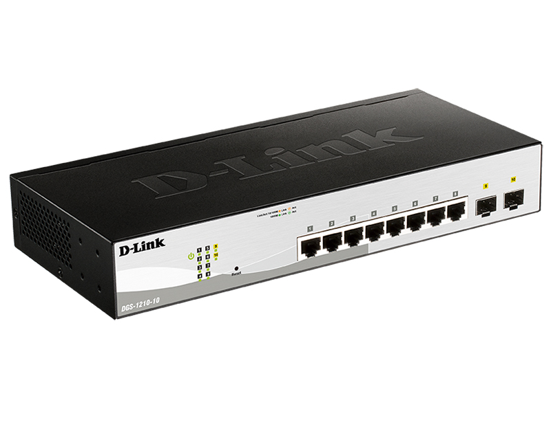 Коммутатор D-Link L2 Managed Switch with 8 10/100/1000Base-T ports and 2 1000Base-X SFP ports DGS-1210-10/FL1A DGS-1210-10/FL1A