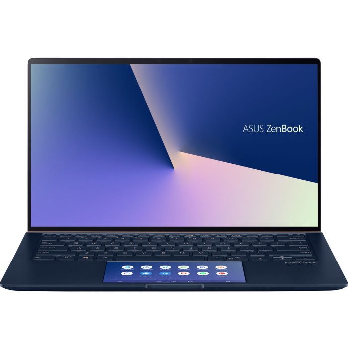 Ноутбук ASUS UX434FQ-AI116T Touch +bag+cable 14"(1920x1080 IPS)/Touch/Intel Core i7 10510U(1.8Ghz)/16384Mb/1024SSDGb/noDVD/Ext:nVidia GeForce MX350(2048Mb)/Cam/BT/WiFi/war 1y/1.49kg/Royal Blue/W10 + ScreenPad / 90NB0RM3-M02620 90NB0RM3-M02620