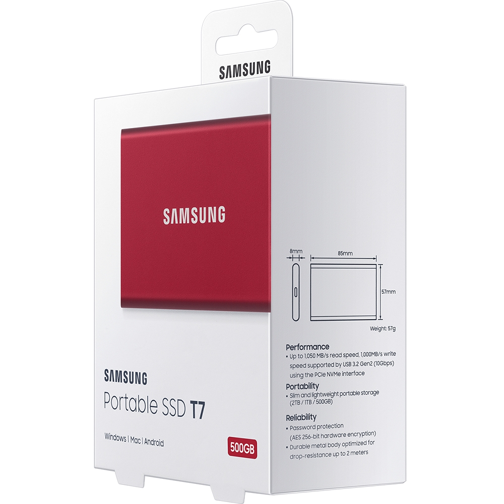 Внешний SSD диск Samsung MU-PC500R/WW 500Gb,T7,USB-C,1.8",красный MU-PC500R/WW MU-PC500R/WW