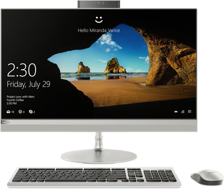Моноблок Lenovo IdeaCentre AIO 520-27ICB   27" (2560x1440)/Touch/Intel Core i7 8700T(2.4Ghz)/8192Mb/1000+128SSDGb/DVDrw/Int:Intel UHD Graphics 630/BT/WiFi/war 1y/8.83kg/dark silver/W10 + Клавиатура, мышь F0DE004XRK F0DE004XRK