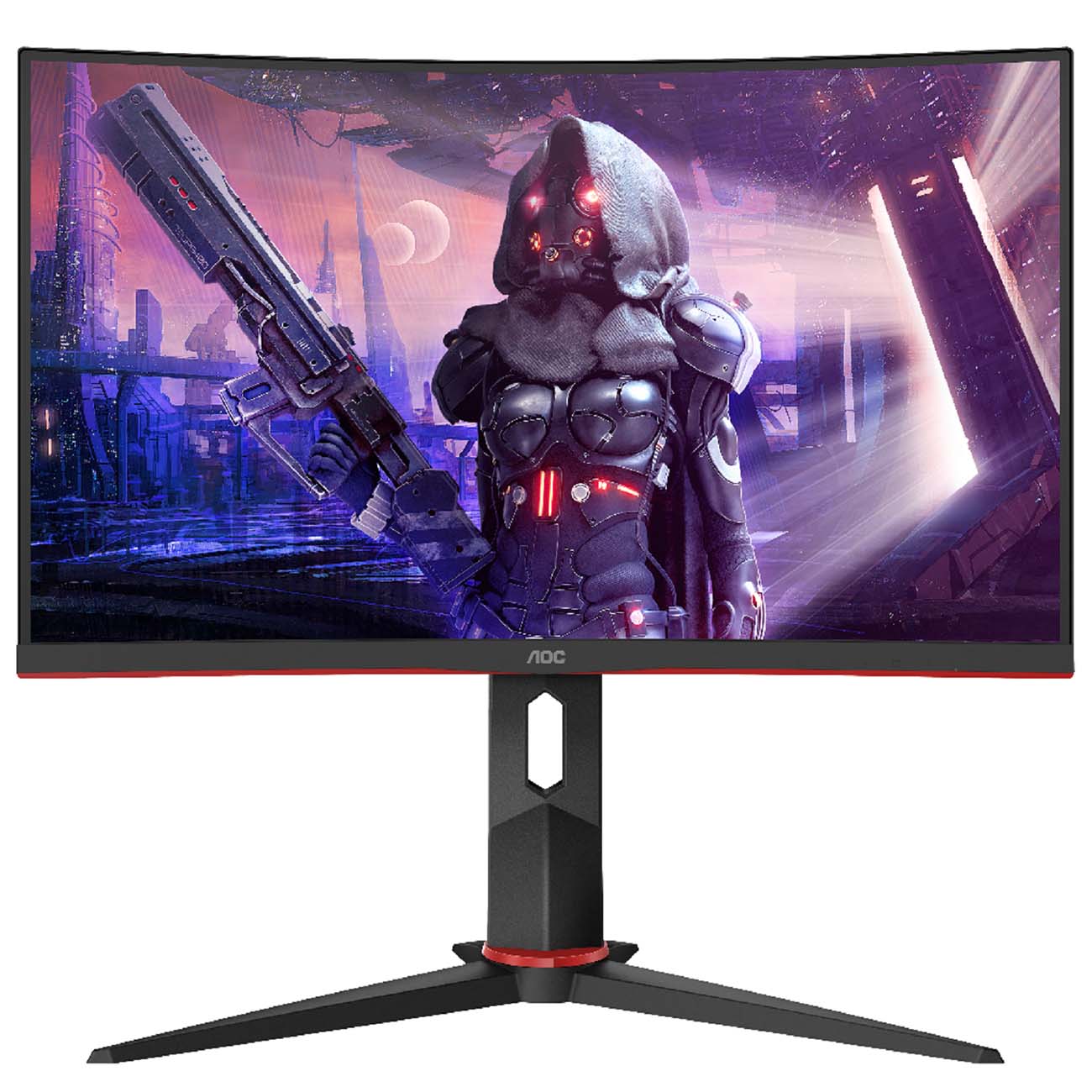 Монитор AOC 23,6" C24G2U 1500R Curved 1920x1080 165Гц VA WLED 16:9 1ms VGA HDMI DP 3000:1 80M:1 178/178 250cd Speakers HAS Pivot Swivel Tilt Black/Red C24G2U/BK C24G2U/BK