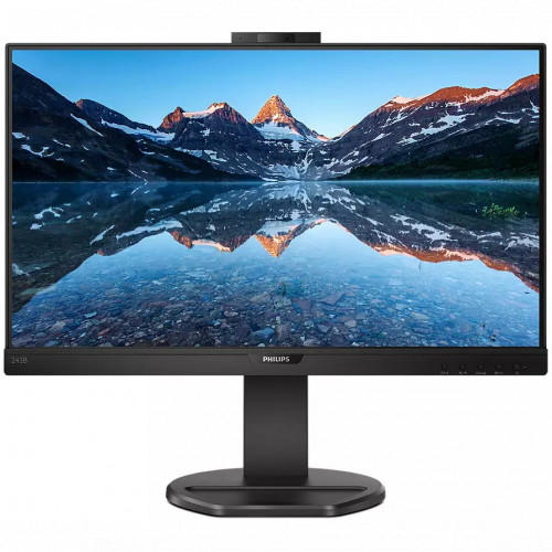 Монитор Philips 23.8'' 16:9 1920х1080(FHD) IPS, nonGLARE, 250cd/m2, H178°/V178°, 1000:1, 50M:1, 16,7 миллионов цветов, 4ms, VGA, HDMI, DP, USB-Hub, Height adj, Tilt, Swivel, Speakers, 3Y, веб-камера, Black 243B9H (00/01) 243B9H (00/01)