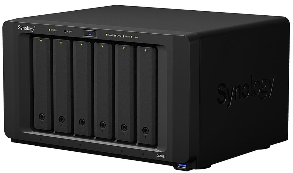 СХД Synology DS1621+ AMD Ryzen V1500B 4C 2.2Ghz,4GB DDR4 ECC(upto32),6*2.5"/3.5" SATA HDD/SDD(upto16),2*M.2 2280 NVMe,4*1GbE,3*USB 3.2,2*eSATA,PCIex8 DS1621+ DS1621+