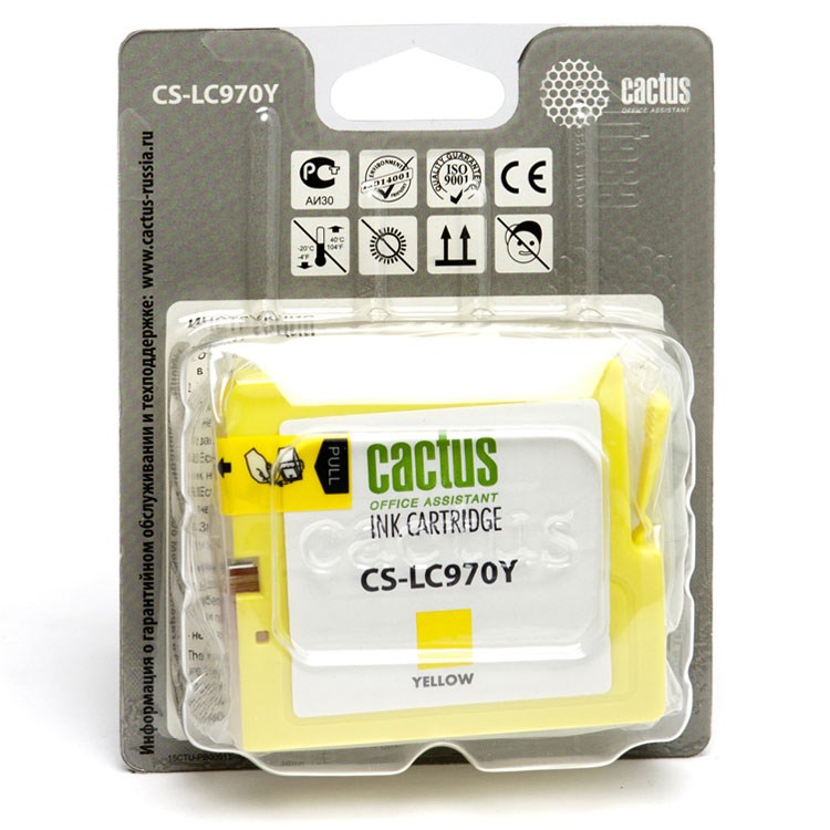 Картридж Cactus струйный CS-LC970Y желтый для Brother MFC-260c/235c/DCP-150c/135c (20мл) CS-LC970Y CS-LC970Y