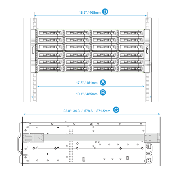 Комплект направляющих QNAP для TS-EC2480U-RP и TVS-EC2480U-SAS-RP RAIL-A02-90 RAIL-A02-90