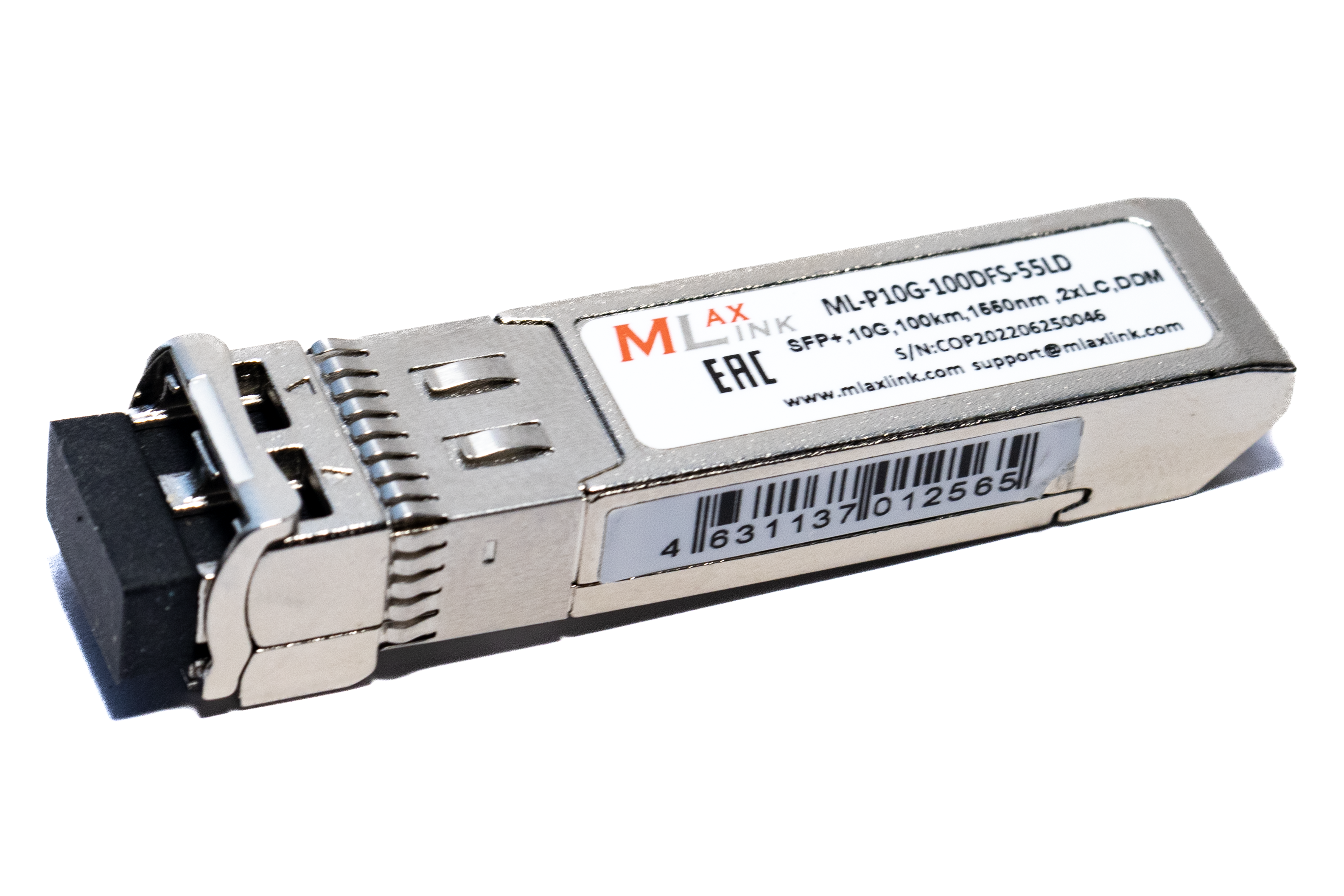 Модуль MlaxLink оптический двухволоконный SFP+, 10Гб/с, 100км, 1550нм, 2xLC, DDM ML-P10G-100DFS-55LD ML-P10G-100DFS-55LD