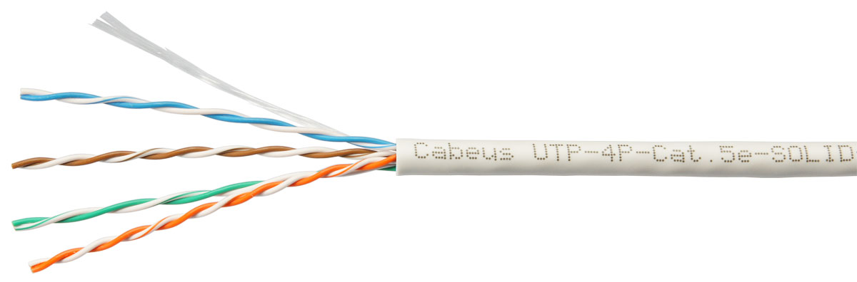 Кабель витая пара Cabeus UTP (U/UTP), категория 5e, 4 пары 0,47мм (24 AWG), одножильный, PVC нг(А)-LS, серый (305 м) UTP-4P-Cat.5e-SOLID-GY-LIGHT UTP-4P-Cat.5e-SOLID-GY-LIGHT