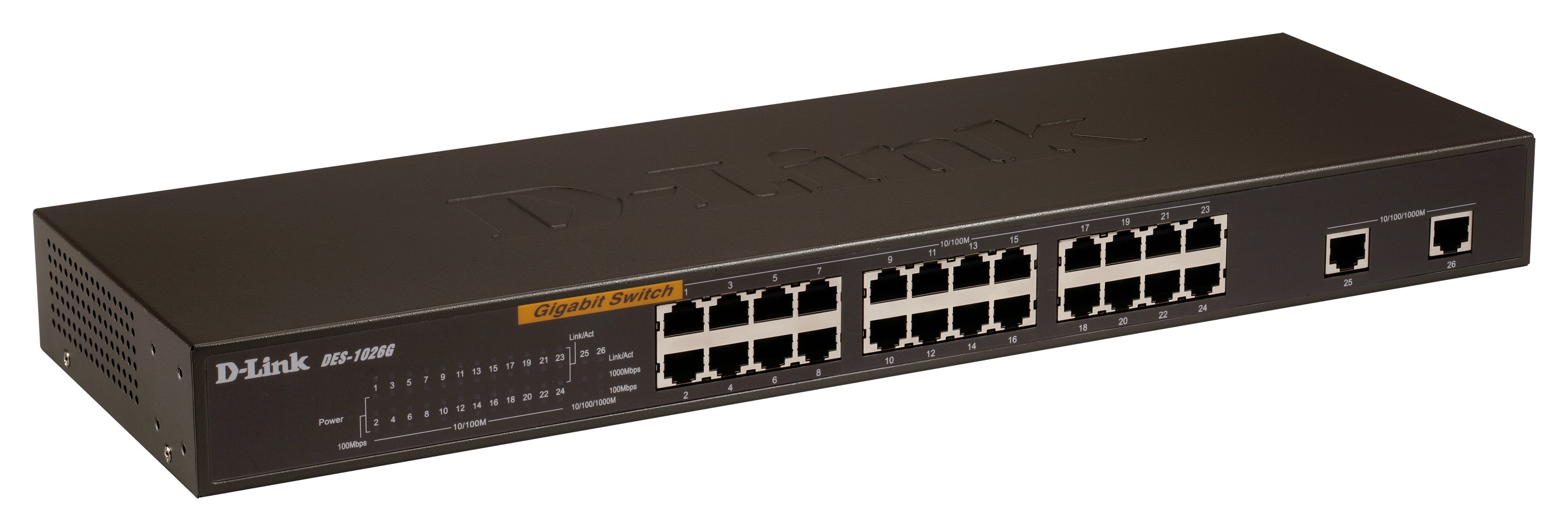 Коммутатор D-Link L2 Unmanaged Switch with 24 10/100Base-TX ports and 2 100/1000Base-T/SFP combo-ports DES-1026G/E1A DES-1026G/E1A