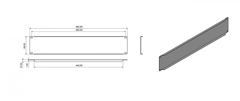 Hyperline BPV-2-RAL9005 Фальш-панель на 2U, цвет черный (RAL 9005) BPV-2-RAL9005