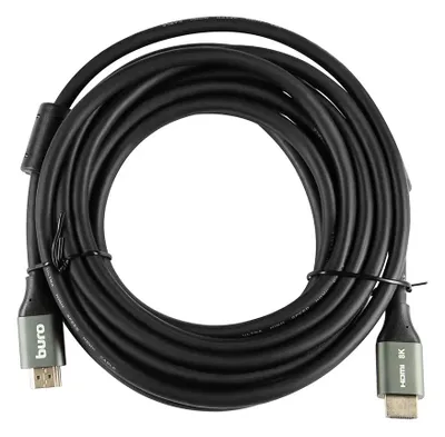 Кабель Buro аудио-видео HDMI (m)/HDMI (m) 5м. феррит.кольца, позолоченные контакты, черный BHP-HDMI-2.1-5G BHP-HDMI-2.1-5G