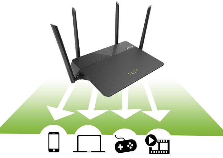 Маршрутизатор D-Link Wireless AC1900 3x3 MU-MIMO Dual-band Gigabit Router with 1 10/100/1000Base-T WAN port, 4 10/100/1000Base-T LAN ports DIR-878/RU/R1B DIR-878/RU/R1B