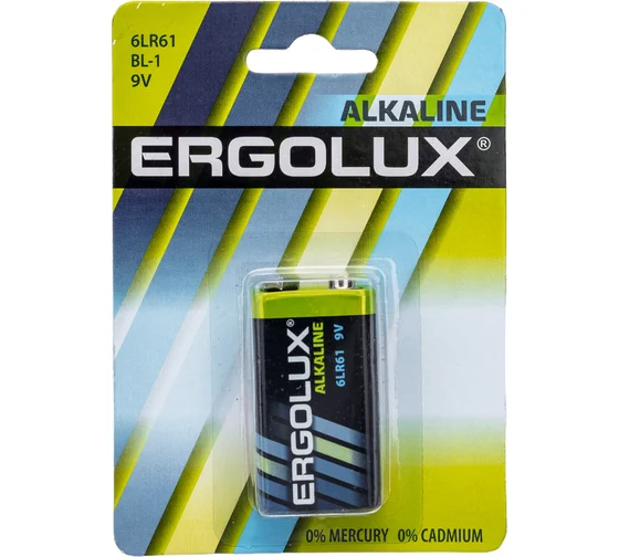 Батарея Ergolux 6LR61 Alkaline BL-1 (6LR61 BL-1, батарейка,9В) (1 шт. в уп-ке) 11753 11753