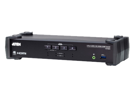 KVM-переключатель ATEN KVM+Audio+USB 3,1 Gen1, 1> 4 блока/порта/port USB, компл,шнур,:HDMI;USB;AUDIO 4х1,2м,, (макс,разр,4096x2160/3840x2160 60Hz 4:2:0;консоль упр,- USB;+ 2 порт, HUB USB 3,1 Gen1) CS1824-AT-G CS1824-AT-G