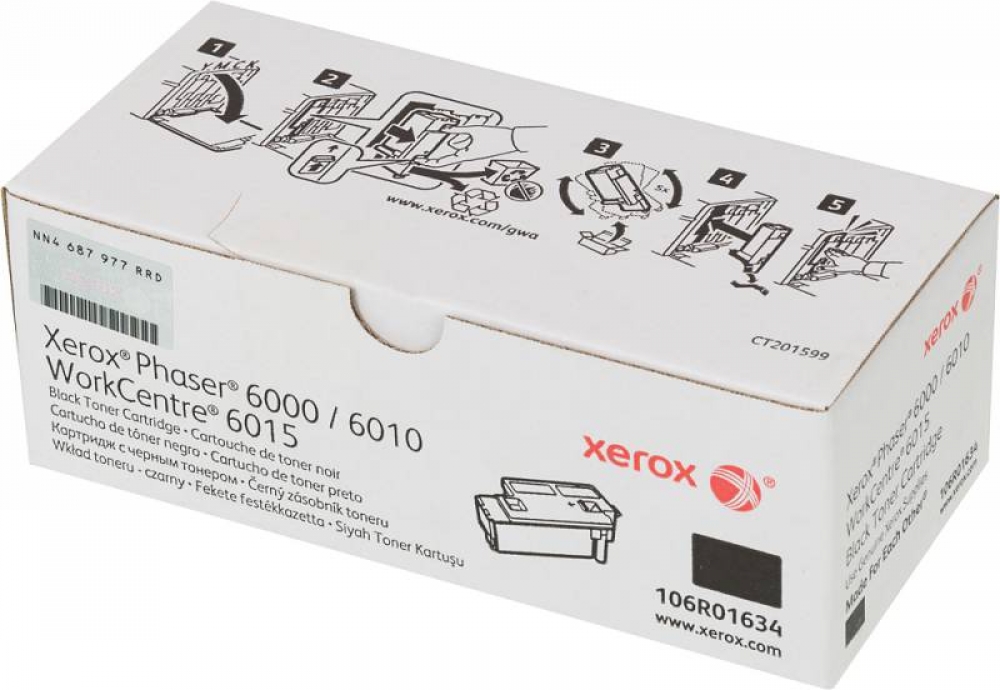 Принт Картридж Phaser 6000/6010 / WorkCentre 6015 Черный (2000 images) Картридж Xerox 106R01634 106R01634