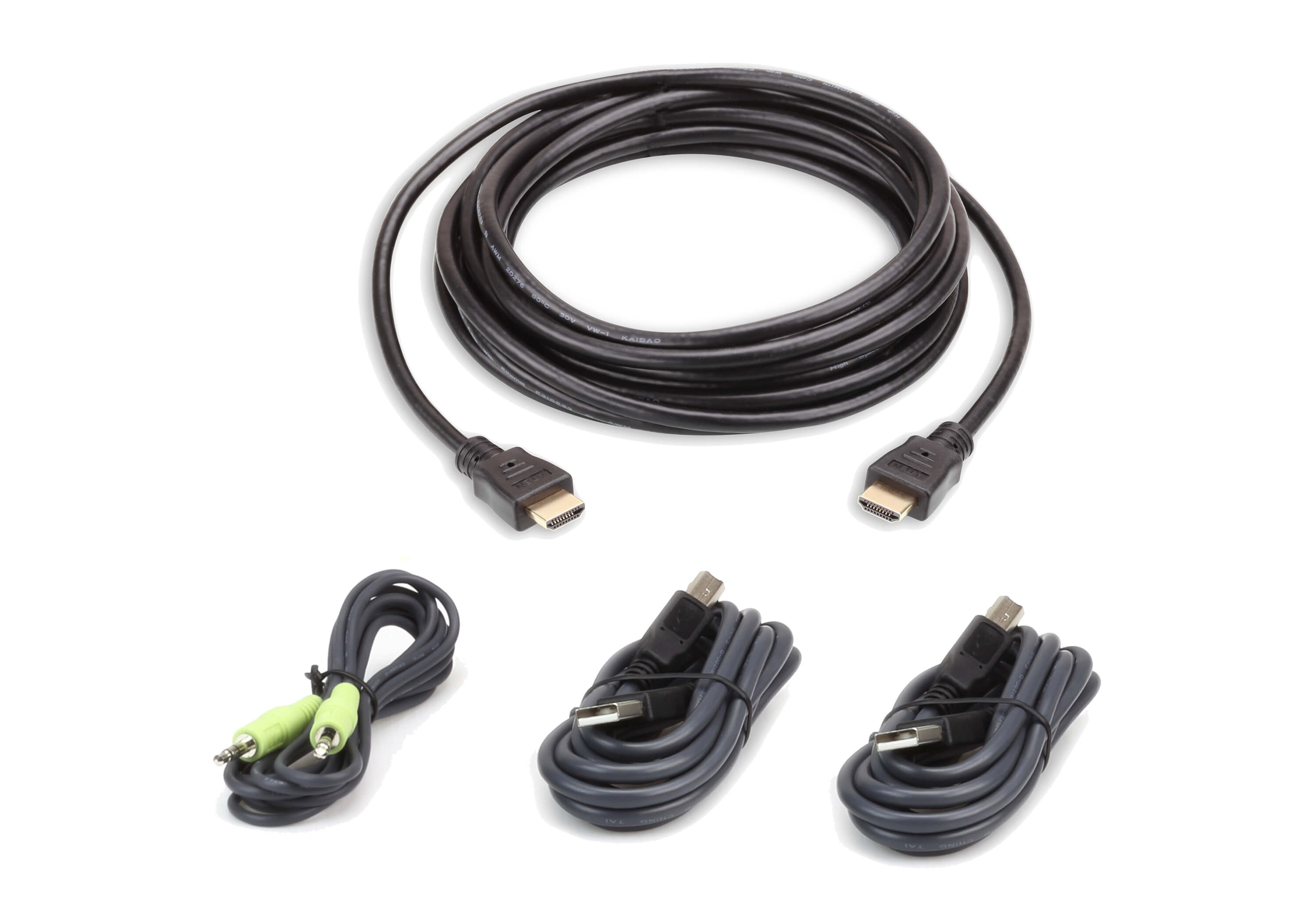 Кабель ATEN мон+клав+мышь USB+аудио, HDMI+2xUSB A-Тип/B-тип+MINIJACK, Male, опрессованный,   3 метр черный 2L-7D03UHX4 2L-7D03UHX4