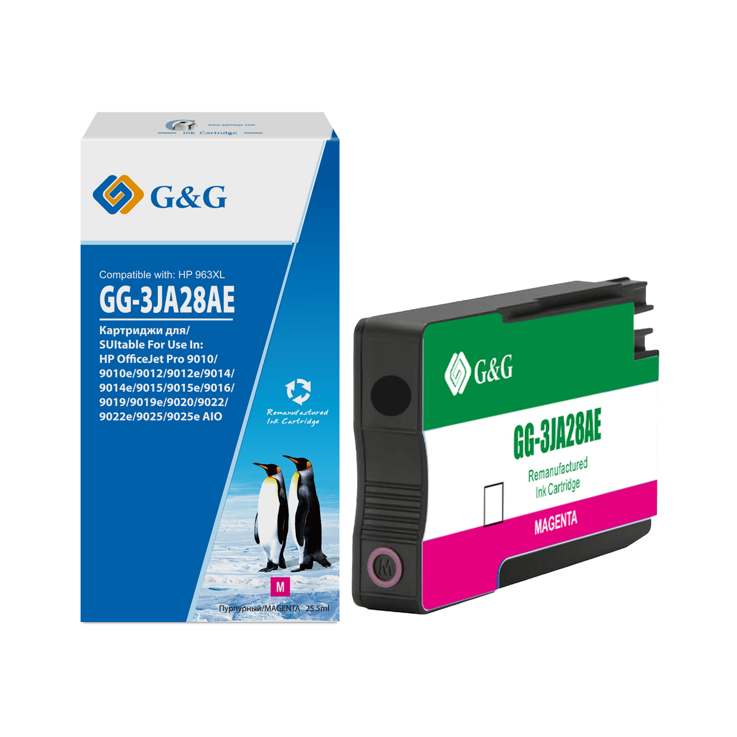 Картридж G&G струйный пурпурный 963XL для HP OJ Pro 9010/12/14/15/16/19/20/22/25 (1600стр GG-3JA28AE GG-3JA28AE