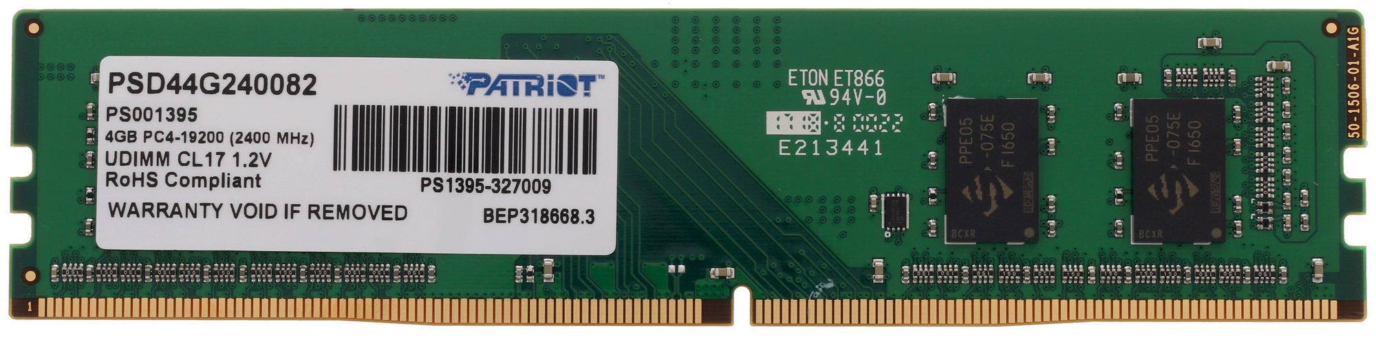 Модуль памяти Patriot DDR4 4Gb 2400MHz  RTL PC4-19200 CL17 DIMM 260-pin 1.2В PSD44G240082 PSD44G240082